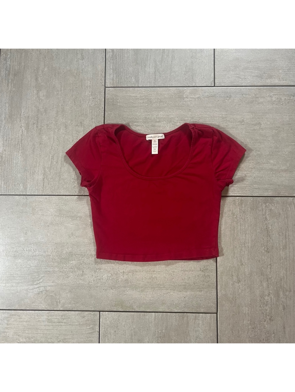 Ambiance Apparel Red Crop Top Shirt Small